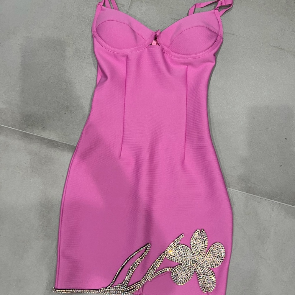 Rhinestone flower hem dress